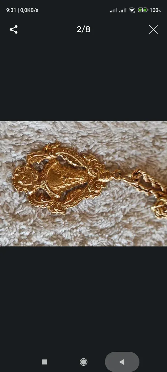 Cadena oro de 18 kts. con medalla Virgen del Rocio