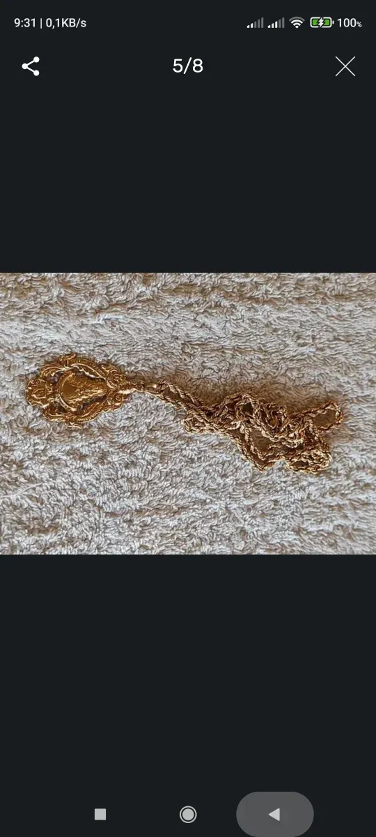 Cadena oro de 18 kts. con medalla Virgen del Rocio