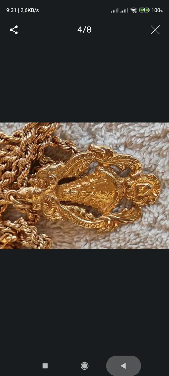 Cadena oro de 18 kts. con medalla Virgen del Rocio