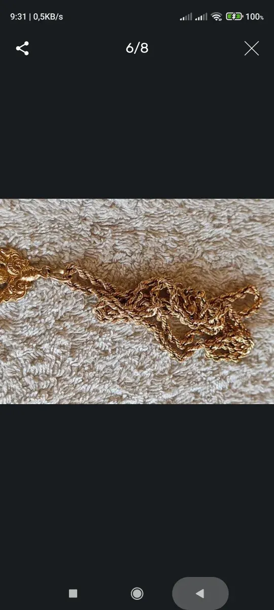 Cadena oro de 18 kts. con medalla Virgen del Rocio