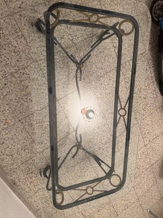 Mesa de centro cristal y metal