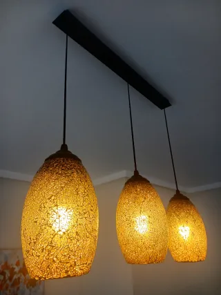 Lámpara colgante salón cristal y metal