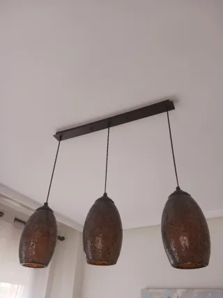 Lámpara colgante salón cristal y metal