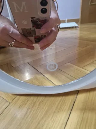 Espejo y joyero decorativo con luz ovalado blanco