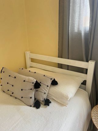 Cama individual blanca de madera 90cm