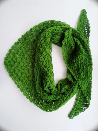 Chal tejido mujer hilo verde musgo