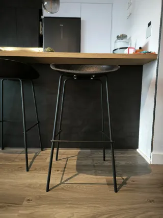 Set 3 Taburetes Negros Altos Nórdicos