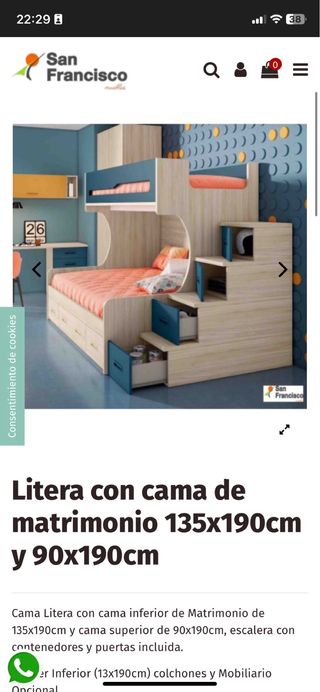 Litera San Francisco 90x190cm (2 camas)