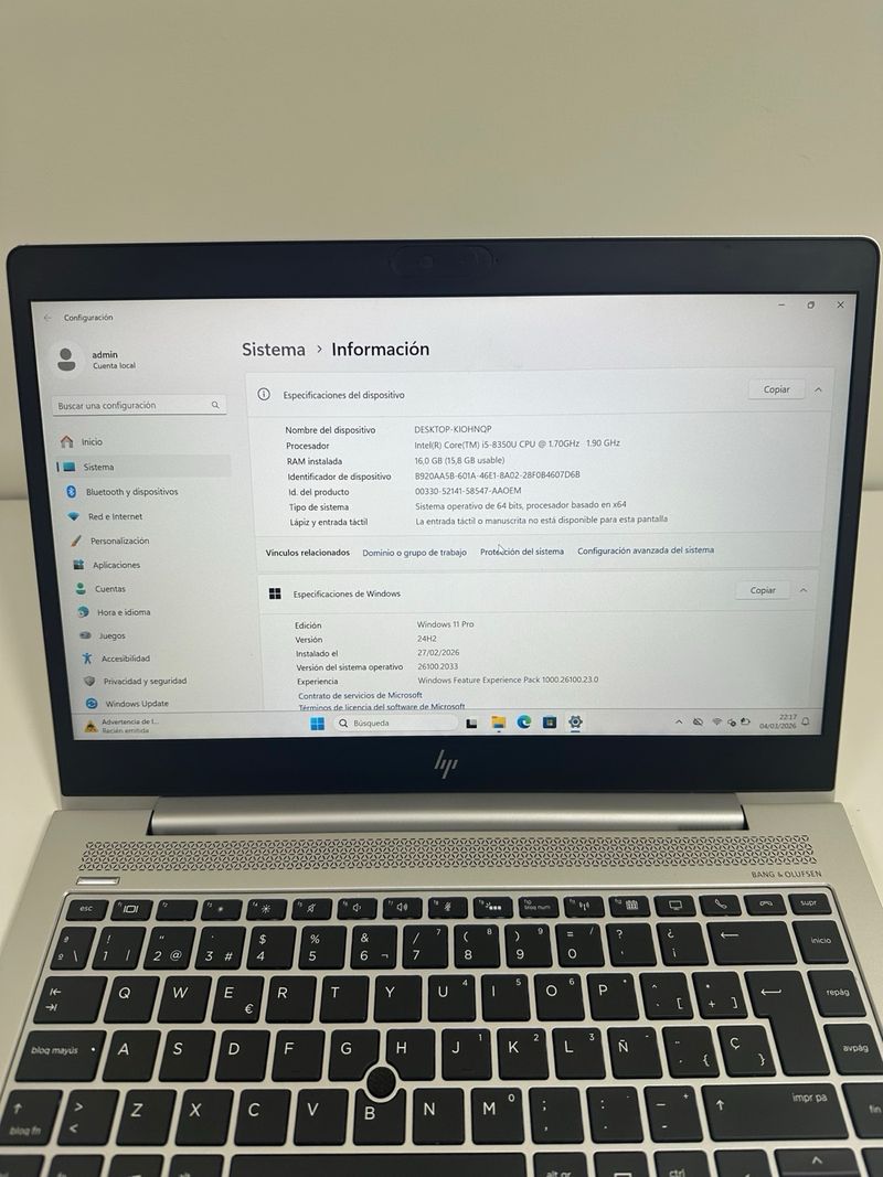 Portátil HP Elitebook 840 G6 Plata afbeelding 2