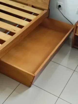 Cama Matrimonio Roble Macizo con cajones laterales