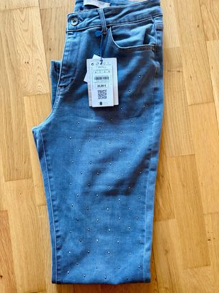 Pantalón recto con brillos Talla S
