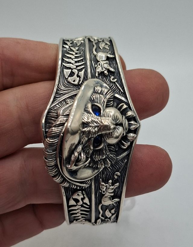 Pulsera artesanal Plata 925 Gato Ojos Azules