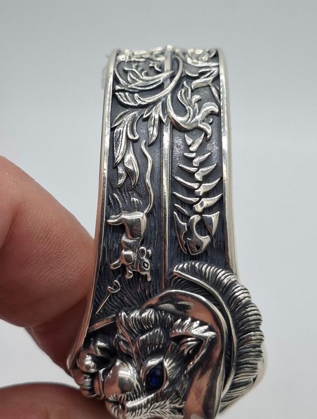 Pulsera artesanal Plata 925 Gato Ojos Azules