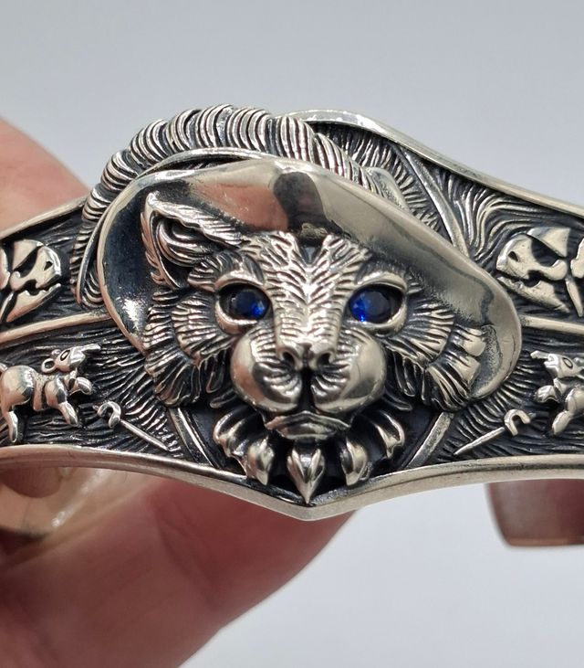 Pulsera artesanal Plata 925 Gato Ojos Azules