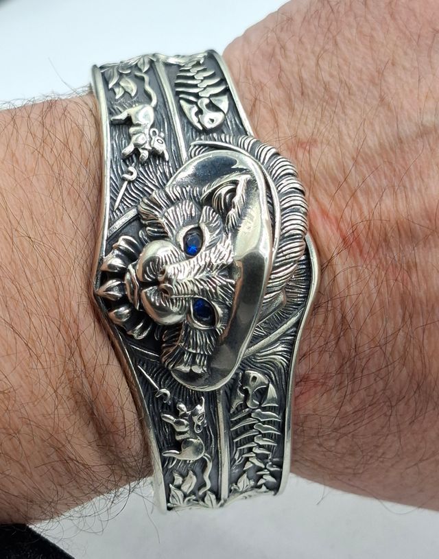 Pulsera artesanal Plata 925 Gato Ojos Azules