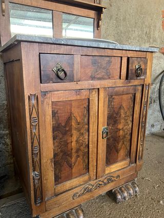 Palancanero restaurado lavabo madera mármol