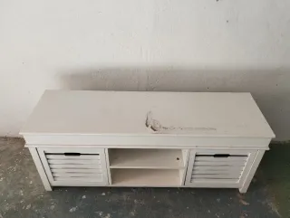 Mueble TV madera blanco y marrón