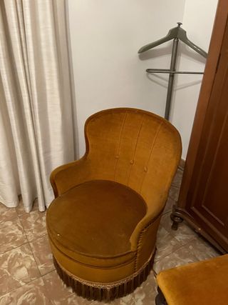 Butaca terciopelo marrón/naranja se regala