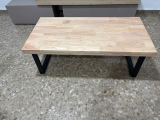 Conjunto mesas y banco de pino