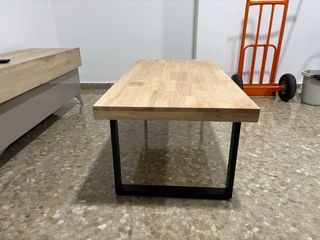 Conjunto mesas y banco de pino