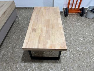 Conjunto mesas y banco de pino