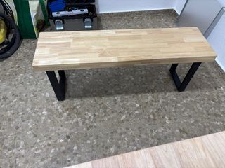 Conjunto mesas y banco de pino