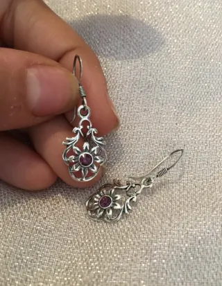 Pendientes de Plata con Flor lila