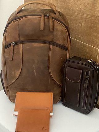 Lote Piel de Búfalo Padre Mochila Cartera