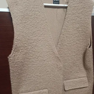 Chaleco largo Zara beige lana Talla S