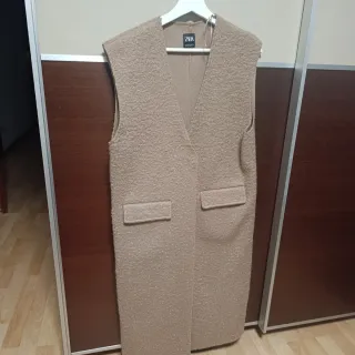 Chaleco largo Zara beige lana Talla S