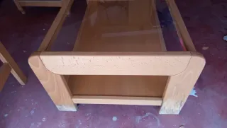 Mesa camilla + mesa centro cristal ,