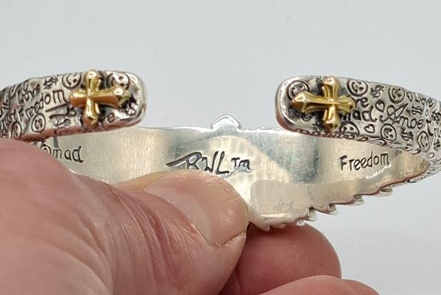 Pulsera artesanal Plata 925 Alas de angel y Cruz