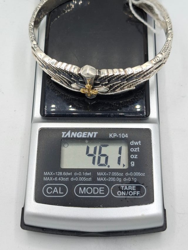 Pulsera artesanal Plata 925 Alas de angel y Cruz