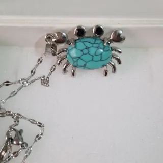 Collar Cangrejo Turquesa Natural Plata