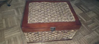 Set di 2 bauli in legno e juta