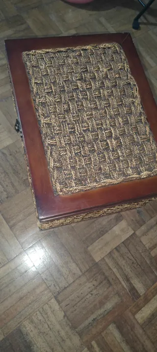 Set di 2 bauli in legno e juta