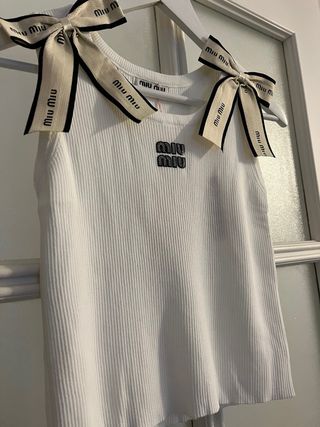 Camiseta Miu Miu Blanca con Lazos