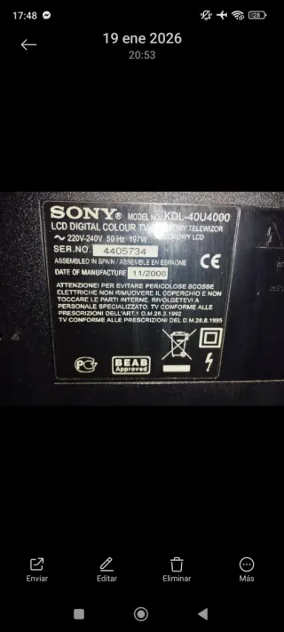 Televisor Sony Negro