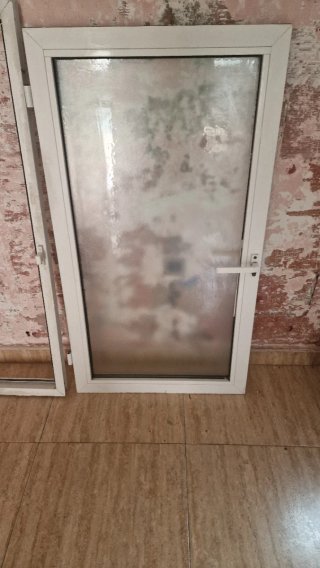 Puerta entrada aluminio blanca, puerta de cristal