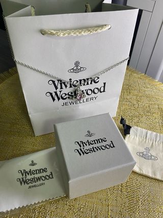 Collar Vivienne Westwood Corazón Rosa Plata