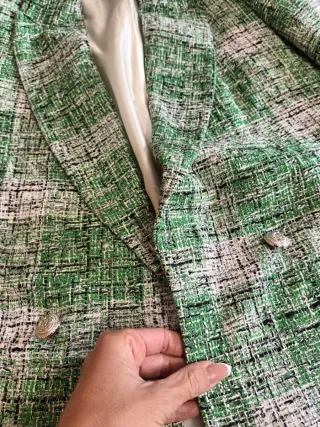 Blazer Zara fantasia verde e bianco taglia S