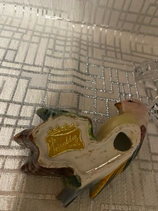 Figurita de porcelana pájaro y cajita de cristal