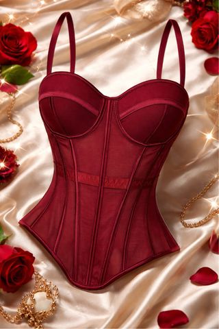 Corset rojo escotado y ajustado