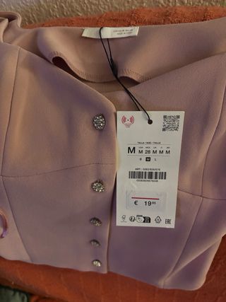 Top Zara Rosa Botones Joya