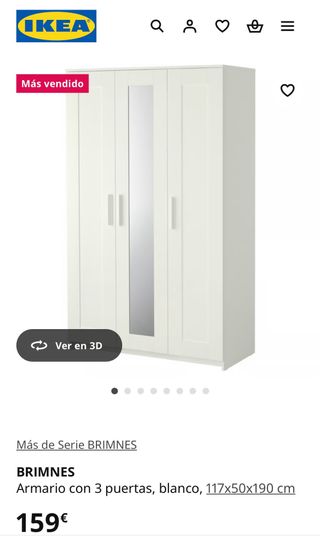 Armario IKEA Brimnes blanco con espejo