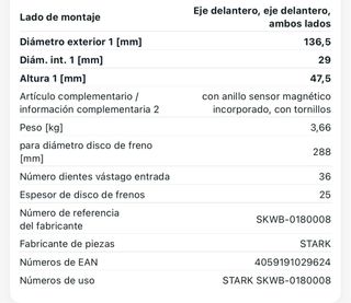 Rodamiento delantero STARK Golf 6