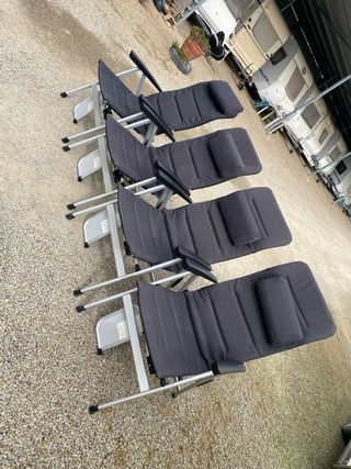 4 Sillas Reclinables Tela y Metal