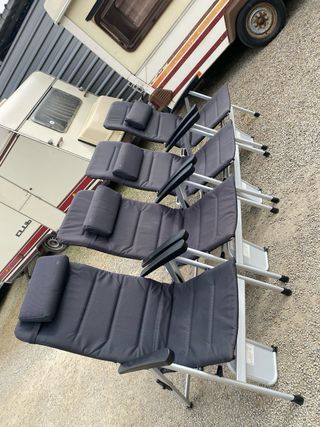 4 Sillas Reclinables Tela y Metal