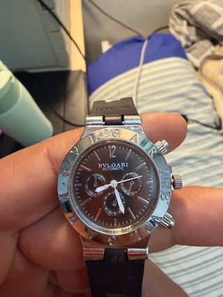 Reloj Bulgari Negro y Plateado