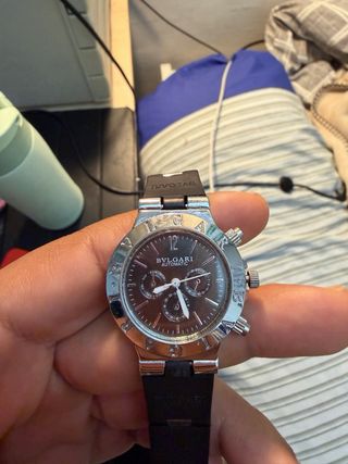 Reloj Bulgari Negro y Plateado